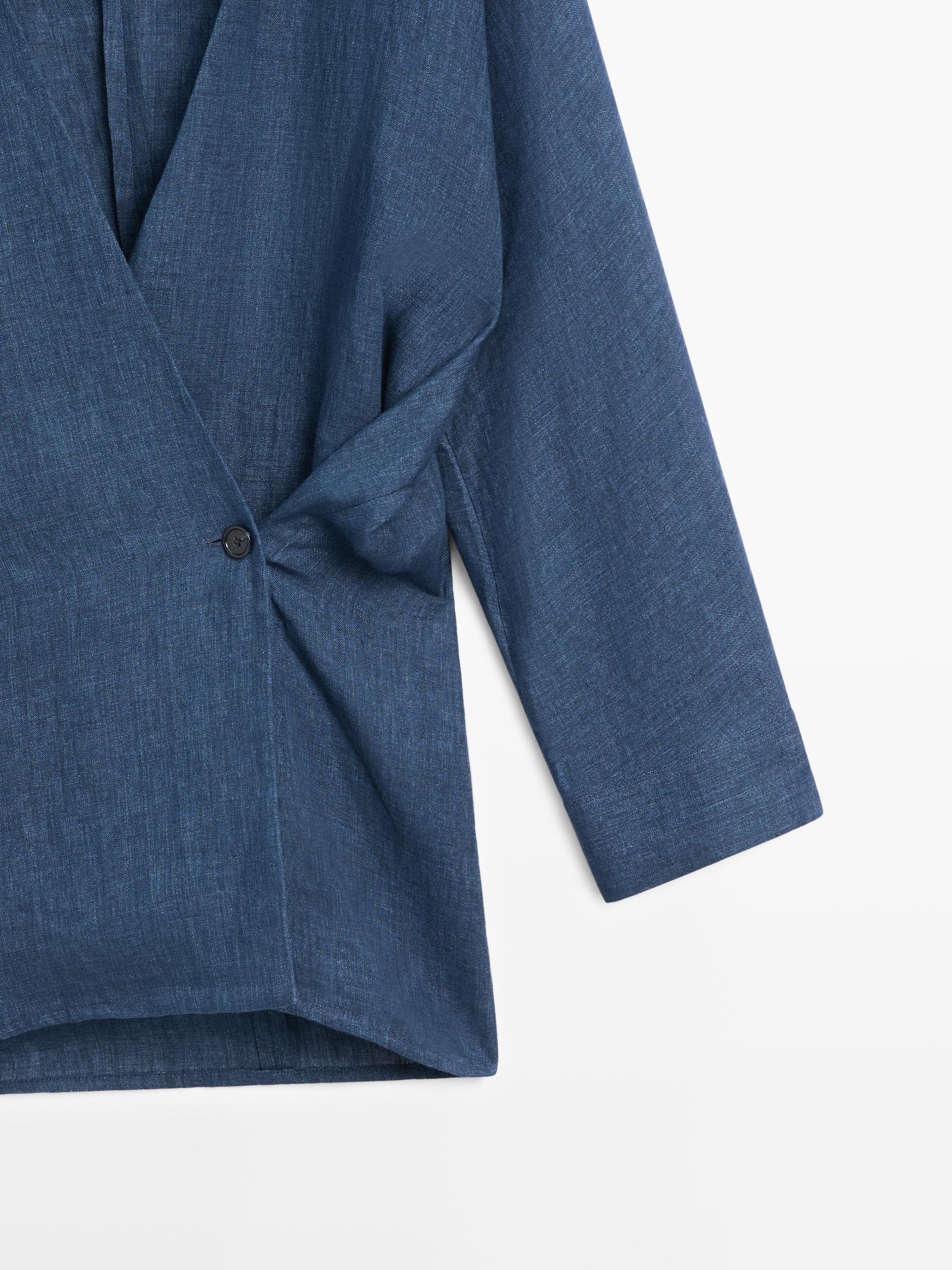 Linen total look denim-effect kimono